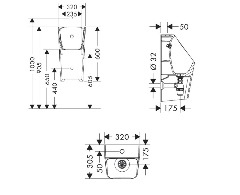 Pisuaras Hansgrohe EluPura Q Original vandens įvadas iš viršaus, HygieneEffect, baltas 62011450