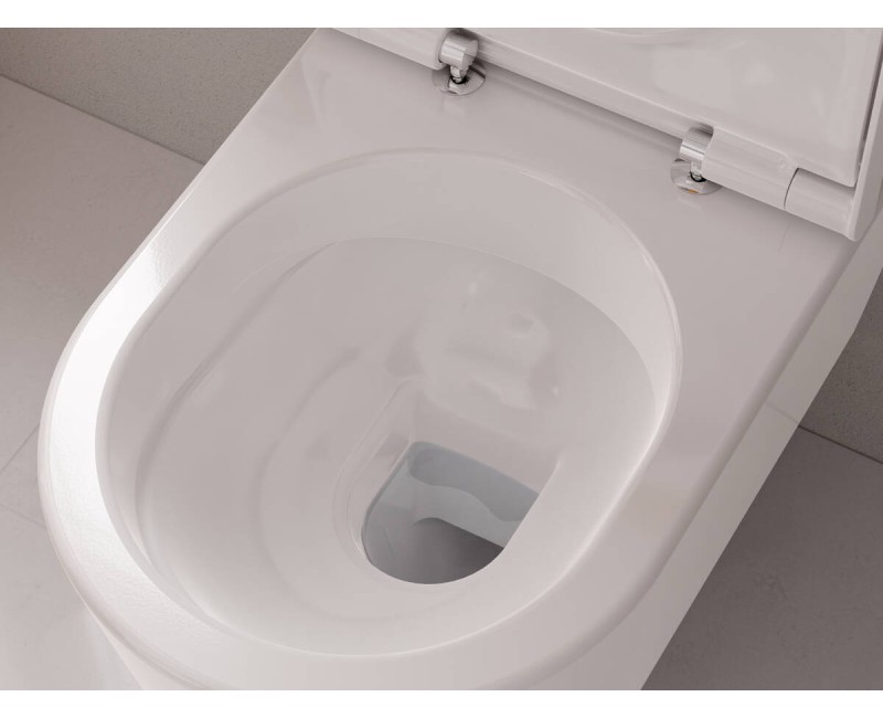 Pakabinamas tualeto dangtis Hansgrohe EluPura S Rimfree AquaFall Flush, HygieneEffect, be dangčio, baltas 62020450