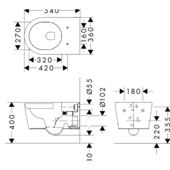 Подвесной унитаз Hansgrohe EluPura S Rimfree  AquaFall Flush, HygieneEffect, без крышки, белый 62020450