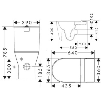 Tualetes pods Hansgrohe EluPura Original S ar SoftClose QuickRelease vāku, Rimfree AquaChannel Flush, HygieneEffect, balts 62040450
