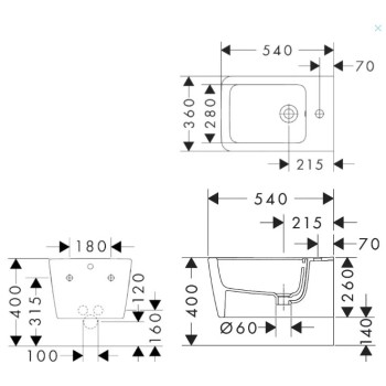 Настенное биде Hansgrohe EluPura Q, HygieneEffect white 62044450