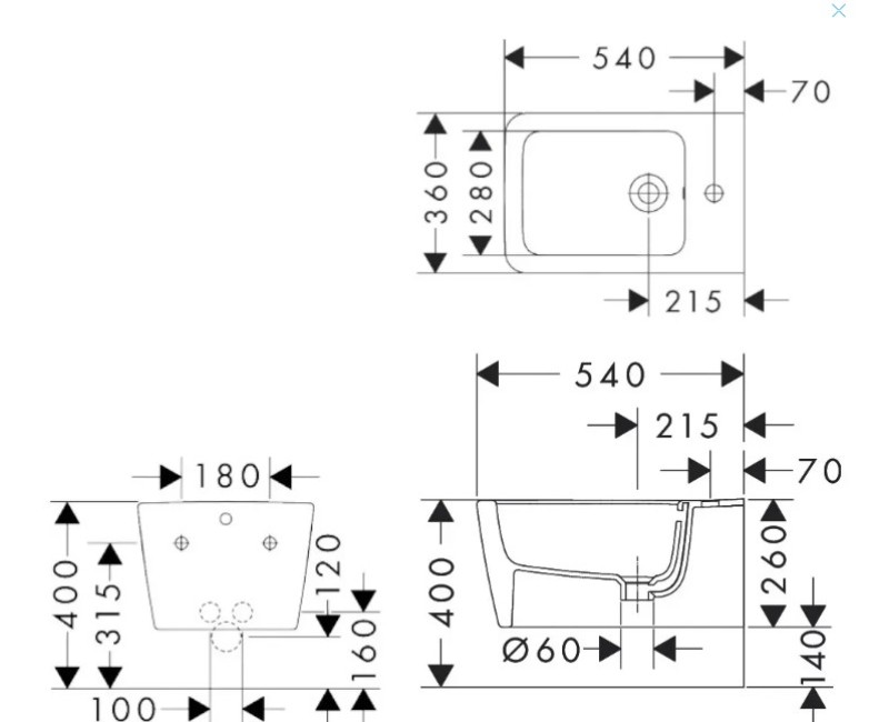 Настенное биде Hansgrohe EluPura Q, SmartClean, белое 61170450