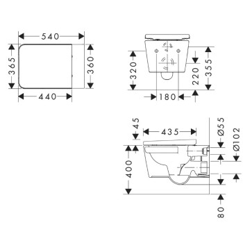Piekaramais pods Hansgrohe EluPura Original Q ar SoftClose vāku ar QuickRelease, Rimless, AquaChannel Flush, HygieneEffect, balts 62051450
