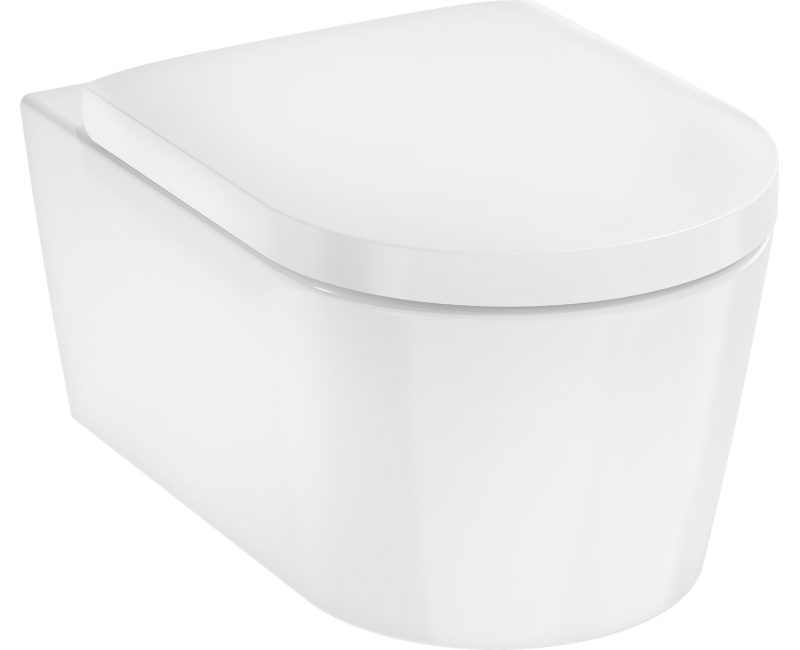 Piekaramais pods Hansgrohe EluPura S ar SoftClose QuickRelease vāku, Rimless, AquaHelix Flush, HygieneEffect, EcoSmart, balts 62055450