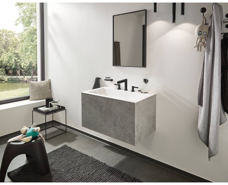 Vannas istabas izlietnes maisītājs Hansgrohe Finoris 110 iebūvējams ar Push-Open vārstu, EcoSmart, Melns Matēts Hroms 76033340