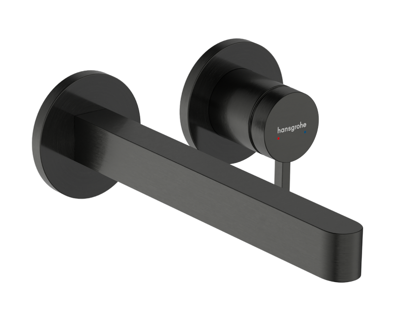 Смеситель для раковины Hansgrohe Finoris 22,8 см встроенный, с донным клапаном, EcoSmart, полированный черный хром 76050340