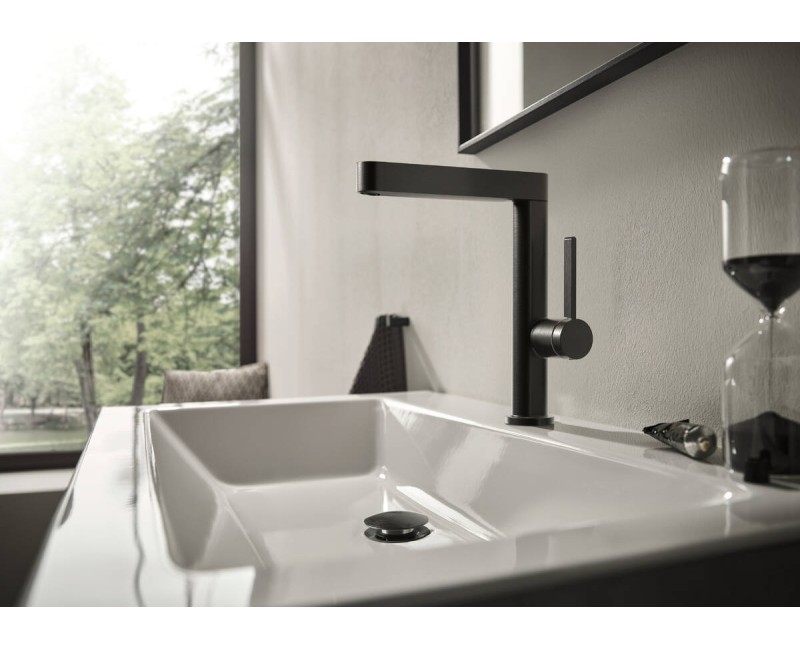 Vannas istabas izlietnes maisītājs Hansgrohe Finoris 230 ar Push-Open vārstu, birstēts melns hroms 76060340