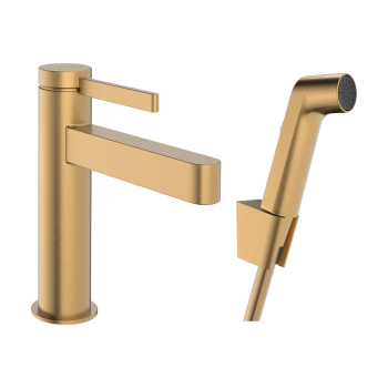 Vannas istabas izlietnes maisītājs Hansgrohe Finoris 110 ar Push-Open ar Bidetta, EcoSmart, pulēta bronza 76210140