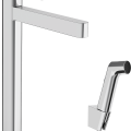 Vannas istabas izlietnes maisītājs Hansgrohe Finoris 260 ar Push-Open un bide dušas galvu, EcoSmart, hroms 76220000