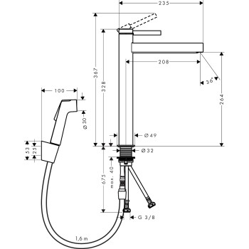 Смеситель для раковины Hansgrohe Finoris 260 с функцией Push-Open и биде, EcoSmart, хром 76220000