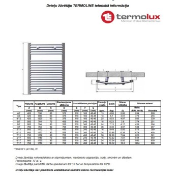 Rankšluosčių džiovintuvas Termoline 500x1172 mm, baltas, išlenktas 797016