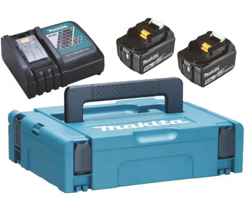 Akumulatora lādētājs Makita 9A un 2x akumulatoru komplekts 18 V LXT 5.0 Ah 197624-2