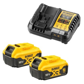 Akumuliatorių įkroviklis DeWALT 4A įkroviklis ir 2 XR 18 V ličio jonų 5,0 Ah akumuliatorių blokai DCB1104P2
