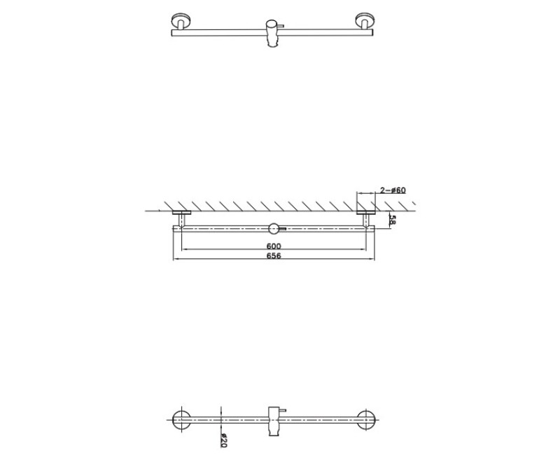 Dušas stienis O'DESIGN DRAKAR 65cm pulēta Bronza BAR-DRAK-CB