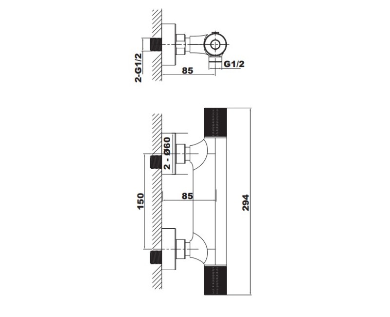 Dušas maisītājs O'DESIGN DRAKAR ar termostatu PVD Carbons DRAK350CA-CA