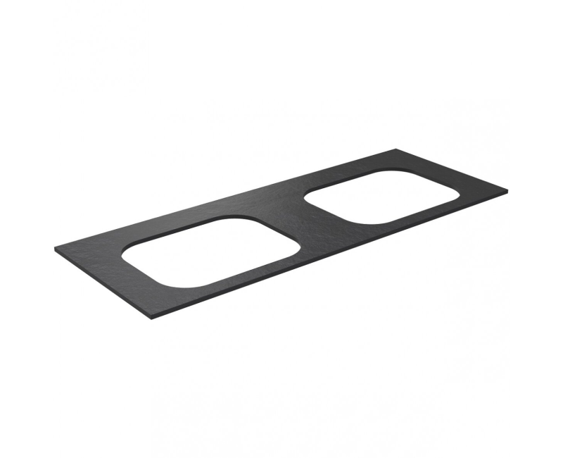 Darba virsma Kame Universal HPL, 2 Movado izlietnēm 121cm Black lava HPL WP/12-3/H17-P2-D