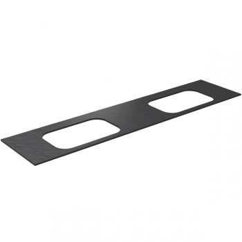 Darbo paviršius Kame Universal HPL, 2 Movado kriauklėms 200cm Black lava HPL WP/20-3/H17-P2-D