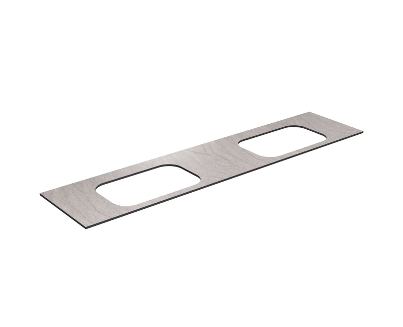 Darba virsma Kame Universal HPL, 2 Movado izlietnēm 200cm Grey moon HPL WP/20-3/H12-P2-D