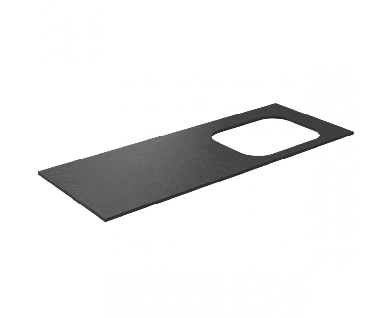 Darba virsma Kame Universal HPL, Movado izlietnei 121cm labā puse Black lava HPL WP/12-3/H17-P2-R
