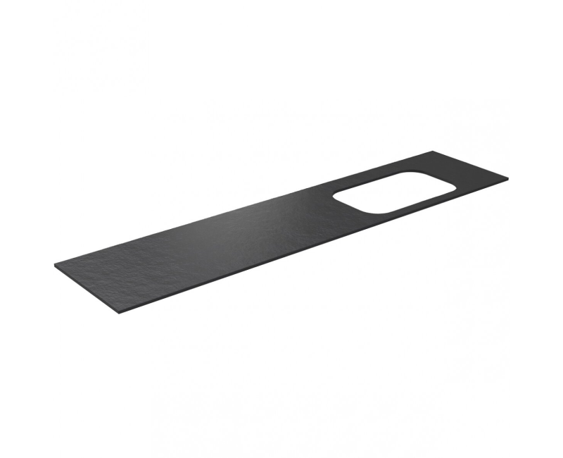 Darba virsma Kame Universal HPL, Movado izlietnei 200cm labā puse Black lava HPL WP/20-3/H17-P2-R