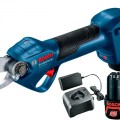 Dārza šķēres Bosch 12 V akumulatora, 2 x 3,0 Ah akumulatori, lādētājs 06019K1021