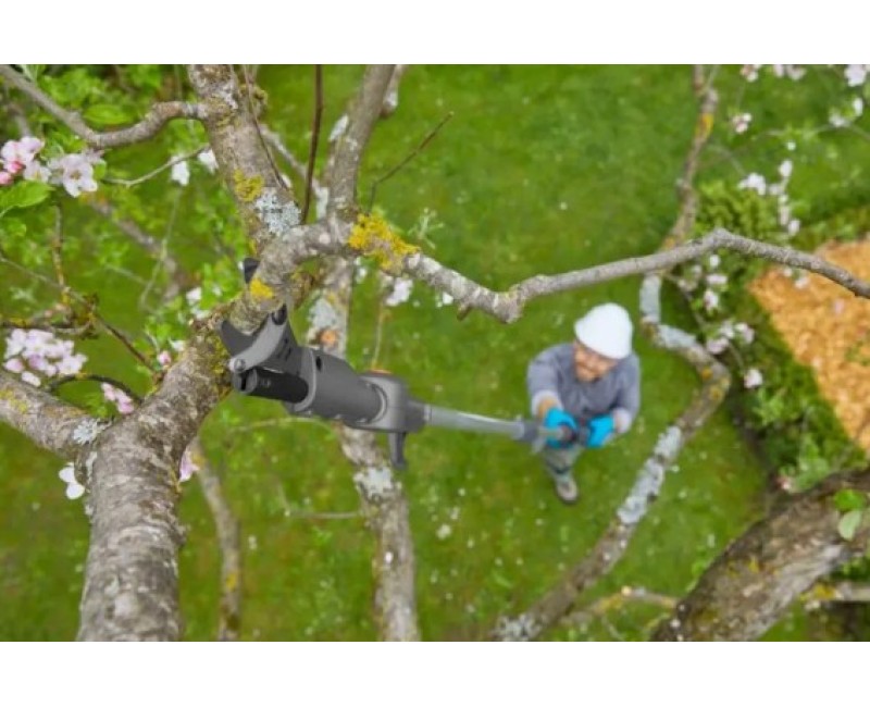 Dārza šķēres Gardena 18 V akumulatora, teleskopiskās HighCut 360/18 V P4A, bez akumulatora un lādētāja 14776-55