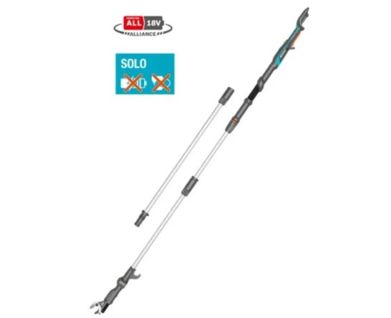 Dārza šķēres Gardena 18 V akumulatora, teleskopiskās HighCut 360/18 V P4A, bez akumulatora un lādētāja 14776-55