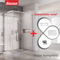 Dušas kabīnes komplekts RAVAK SET18L Dušas durvis BLSRV2K-80 hromēts, stikls + Dušas durvis BLSRV2K-120 + panelis Gigant Pro Kreisais