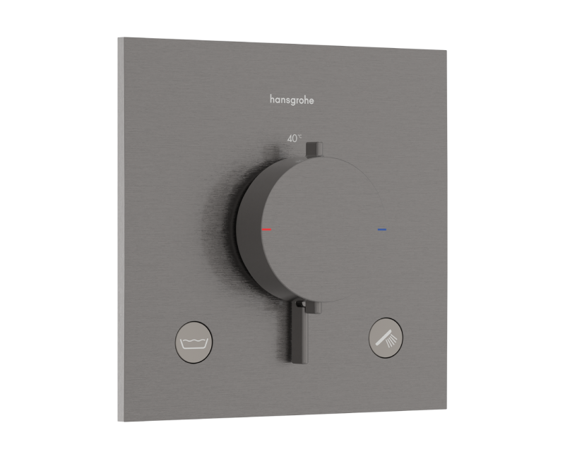 Смеситель для душа Hansgrohe Ecostat Comfort E с термостатом для скрытого монтажа, на 2 устройства, матовый черный хром 33716340