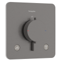Смеситель для душа Hansgrohe Ecostat Comfort Q с термостатом для скрытого монтажа, на 2 устройства, матовый черный хром 33713340