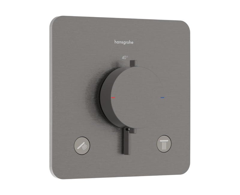 Смеситель для душа Hansgrohe Ecostat Comfort Q с термостатом для скрытого монтажа, на 2 устройства, матовый черный хром 33713340