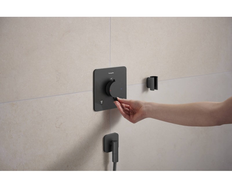 Смеситель для душа Hansgrohe Ecostat Comfort Q с термостатом для скрытого монтажа, на 2 устройства, матовый черный хром 33713340
