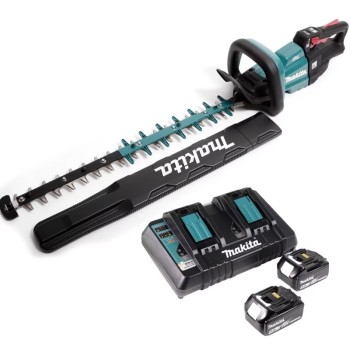 Аккумуляторный кусторез Makita 18 В, длина лезвия 60 см, 2 аккумулятора LXT 5,0 Ач, зарядное устройство DUH601PTE.