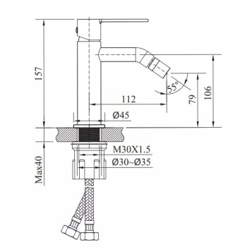 Bidē maisītājs O'DESIGN FIGARO Hromēts FIG200C