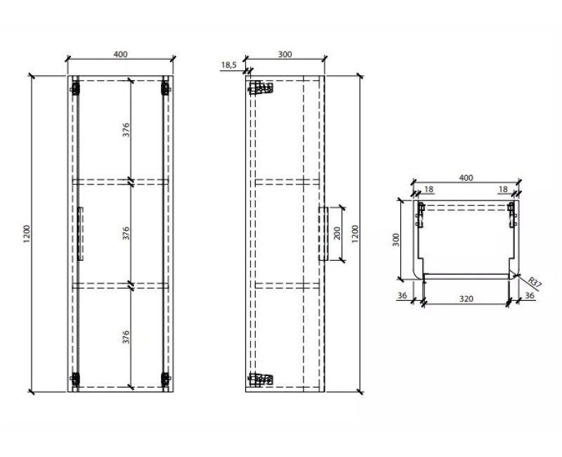 Высокий шкаф OZE Indiana 1200x400 мм, аризонская дуб IND-C1200CA