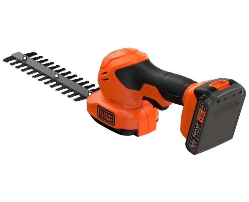 Krūmu un zāles šķēres BLACK+DECKER 18 V akumulatora, 1 x 2,0 Ah  akumulators, lādētājs BCSS18D1-QW