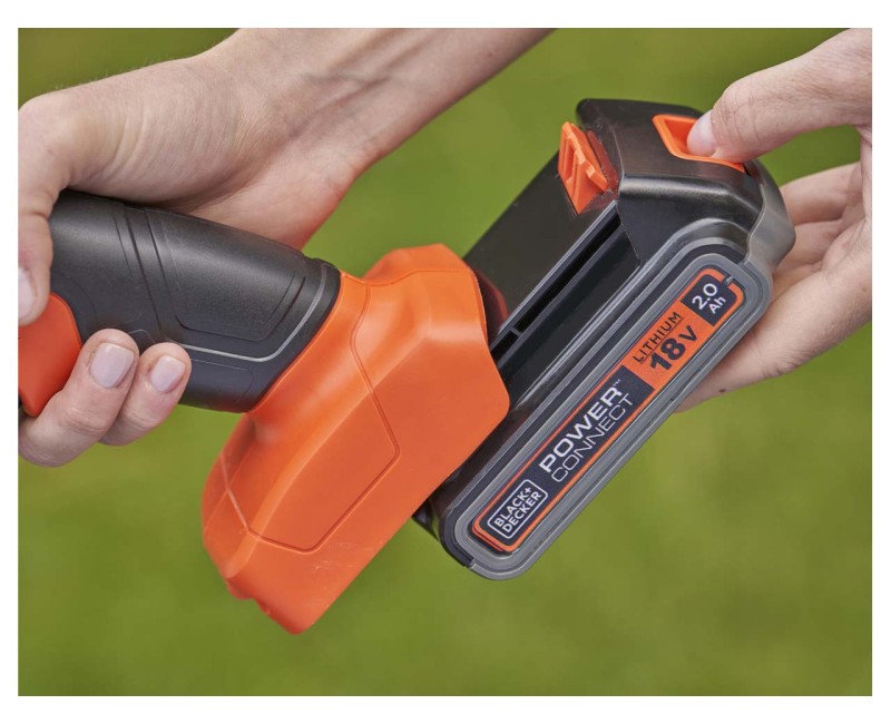 Krūmu un zāles šķēres BLACK+DECKER 18 V akumulatora, 1 x 2,0 Ah  akumulators, lādētājs BCSS18D1-QW