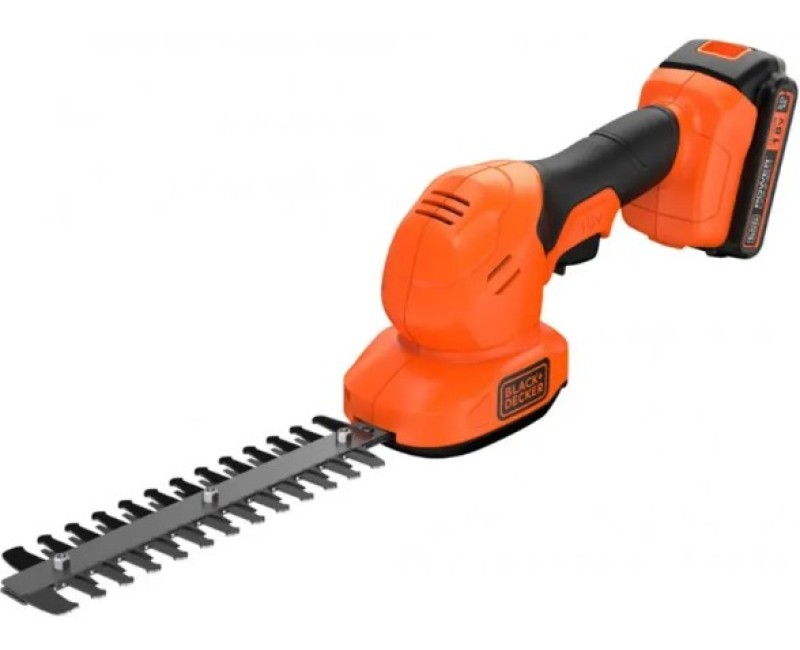 Krūmu un zāles šķēres BLACK+DECKER 18 V akumulatora, 1 x 2,0 Ah  akumulators, lādētājs BCSS18D1-QW
