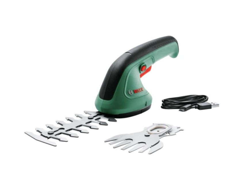 Krūmu un zāles šķēres Bosch 3,6 V akumulatora, USB kabelis 0600833303