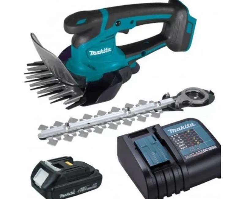 Krūmu un zāles šķēres Makita 18 V akumulatora, 1 x 1,5 Ah LXT akumulators, lādētājs DUM111SYX