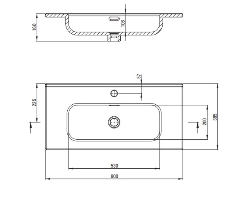 Mēbeļu izlietne Deante Tubo 800x385mm CTU_6U8M