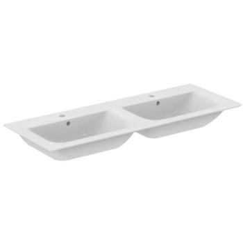Mēbeļu izlietne Ideal Standard Connect Air Dubultā, 124x46 cm, ar pārplūdi, balta E027301