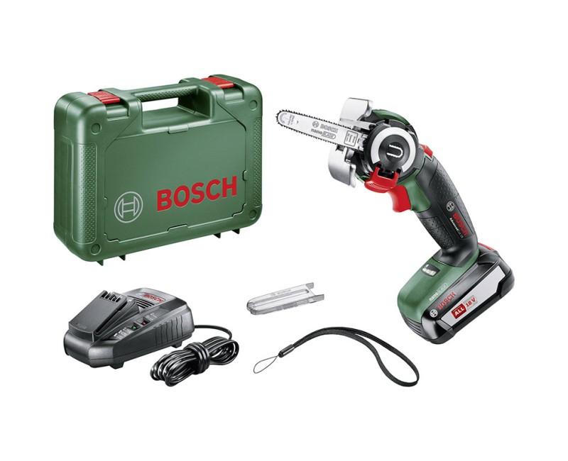 Motorzāģis Bosch 18 V akumulatora, 1 x 2,5 Ah akumulators, lādētājs 06033D5101