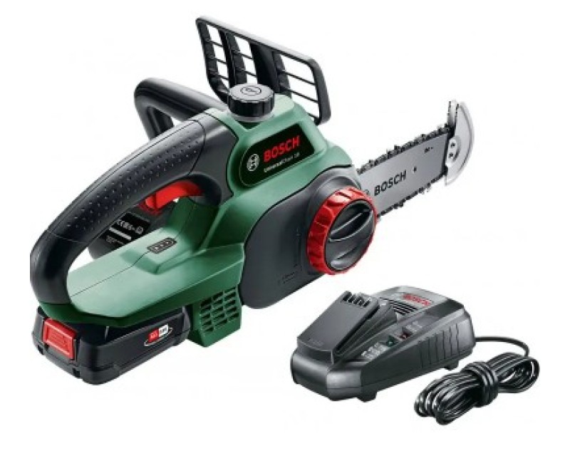 BOSCH motorinis pjūklas 18 V, 20 cm, 1 x 2,5 Ah akum., kroviklis 06008B8000