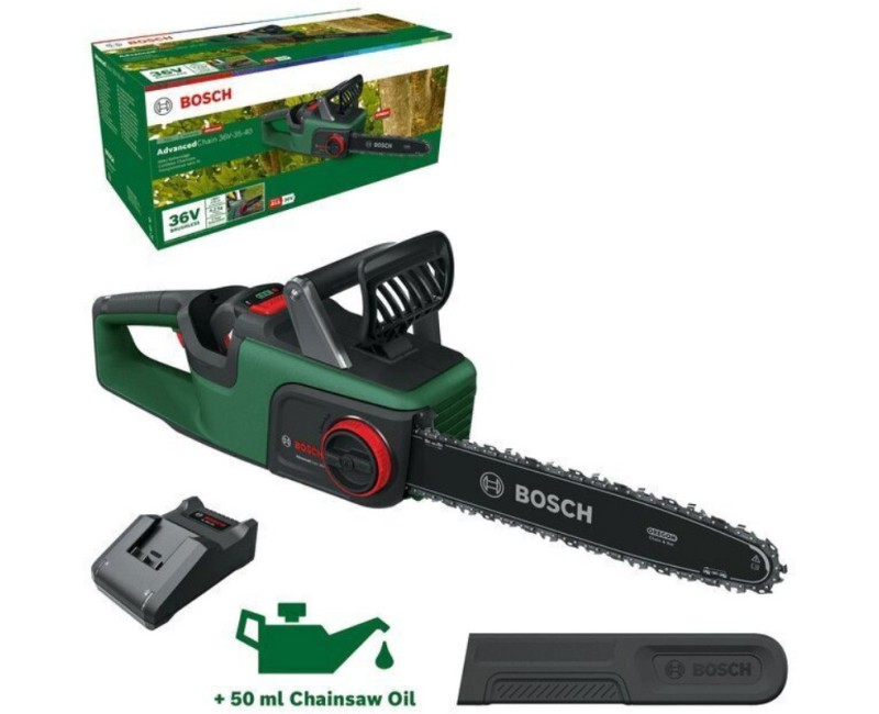 Motorzāģis Bosch 36 V akumulatora 35 cm, 1 x 2,0 Ah akumulators, lādētājs 06008B8600