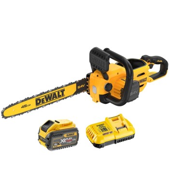 DeWALT 54 V akumuliatorinis grandininis pjūklas 45 cm, 1 x 9,0 Ah FLEXVOLT akumuliatorius, DCMCS574X1 įkroviklis