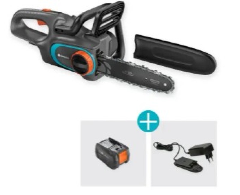 Motorzāģis Gardena 18 V akumulatora PowerSaw 250/18 V P4A, 25 cm, 1 x 4,0 Ah akumulators, lādētājs 14790-20