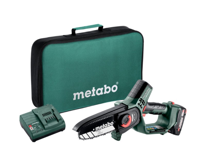 Motorzāģis Metabo 18 V akumulatora 15 cm, 1 x 2,0 Ah akumulators, lādētājs 600856500