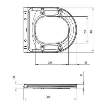 Poda vāks Deante Jasmin, ar Soft Close Balts CDJ_6S1Z