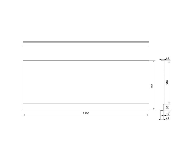 Vannas panelis Polysan Plain Nika PN 150, 1500x590 mm, balts 72496